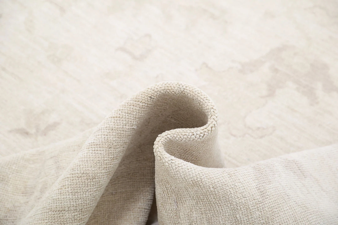Ivory Afghan Oushak Rug 8' 8" x 11' 8" Hand-Knotted | No. AT84641