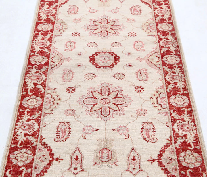 Ivory Afghan Ziegler Rug 2' 7" x 6' 8" Hand-Knotted | No. AT84667