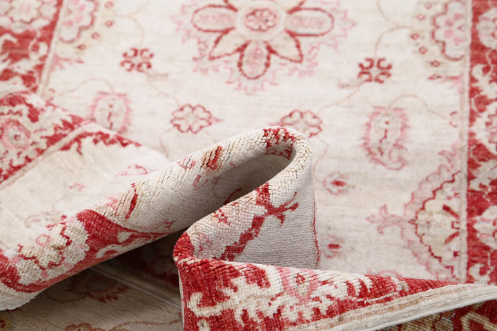 Ivory Afghan Ziegler Rug 2' 7" x 6' 8" Hand-Knotted | No. AT84667