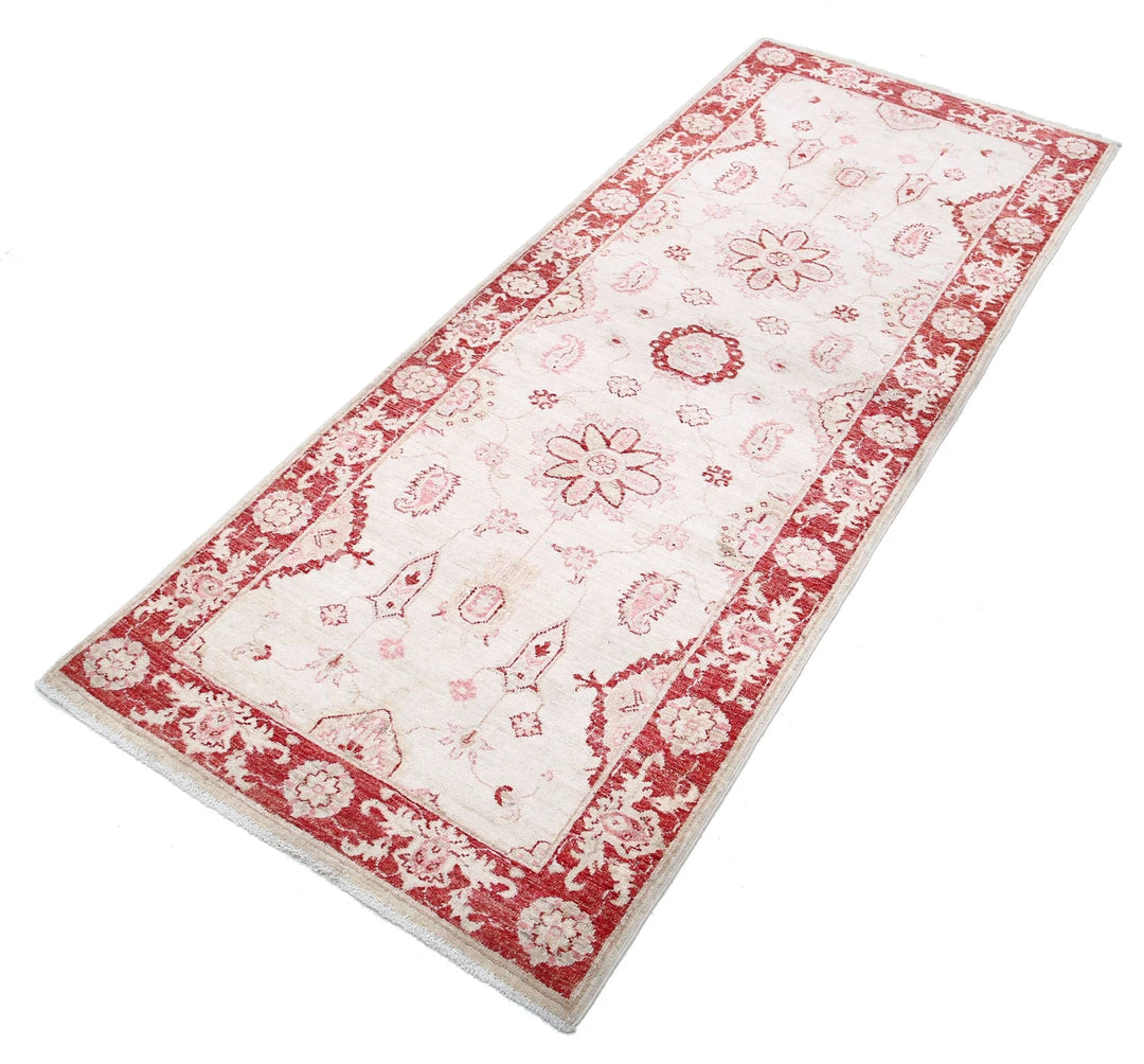Ivory Afghan Ziegler Rug 2' 7" x 6' 8" Hand-Knotted | No. AT84667