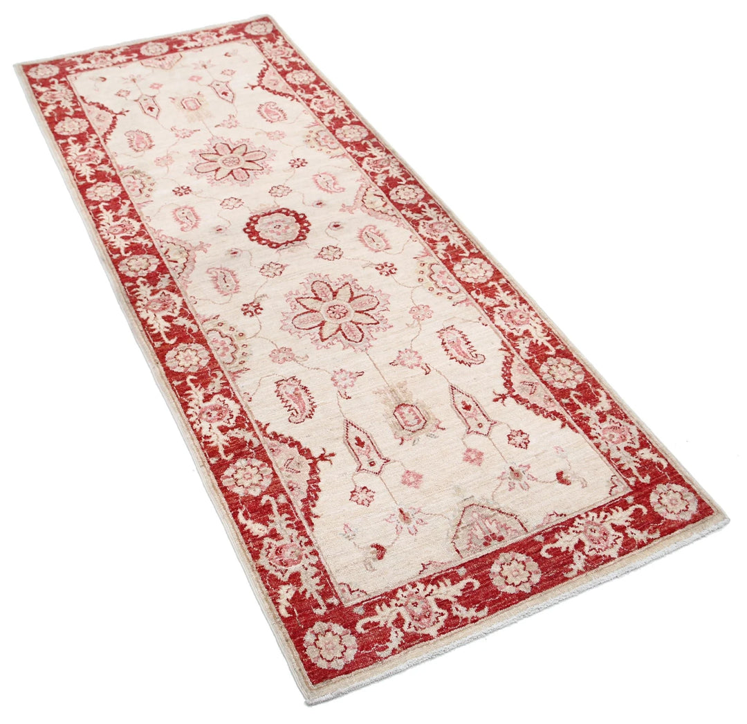 Ivory Afghan Ziegler Rug 2' 7" x 6' 8" Hand-Knotted | No. AT84667