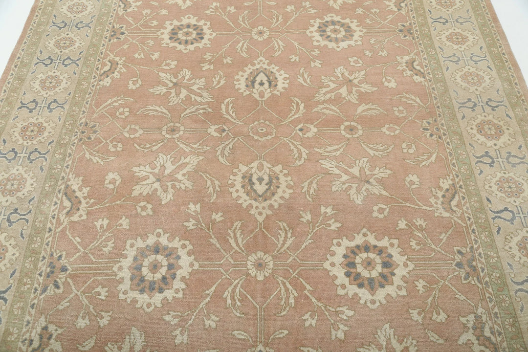Green Turkish Oushak Rug 6' 10" x 8' 5" Hand-Knotted | No. AT84677