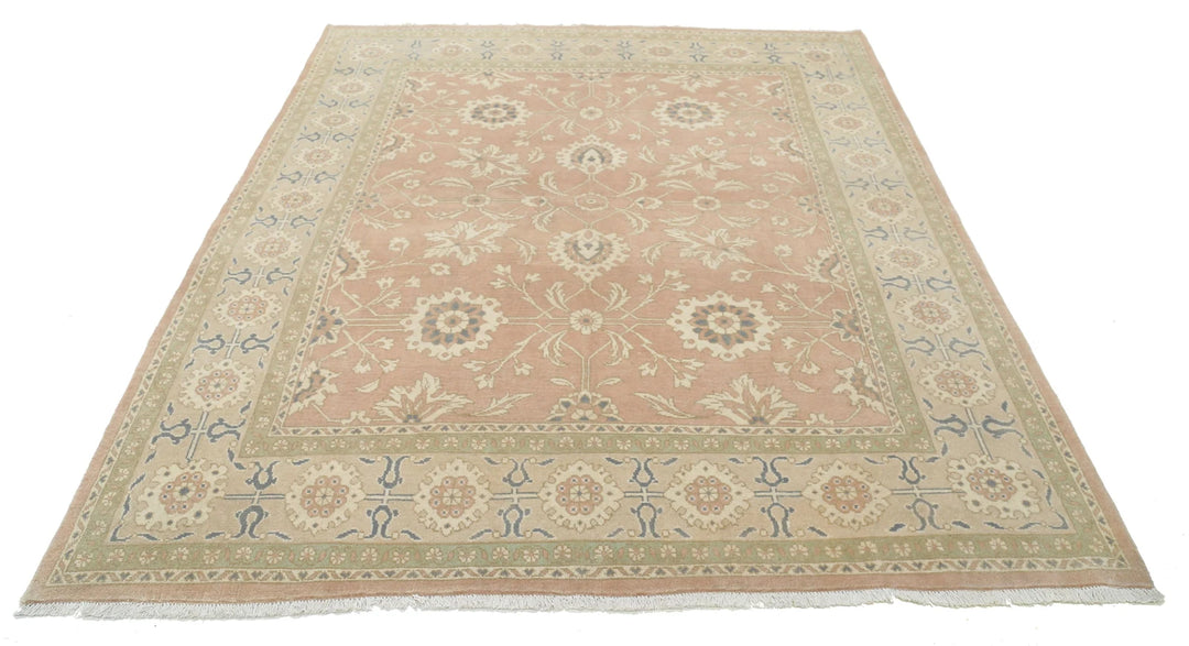 Green Turkish Oushak Rug 6' 10" x 8' 5" Hand-Knotted | No. AT84677