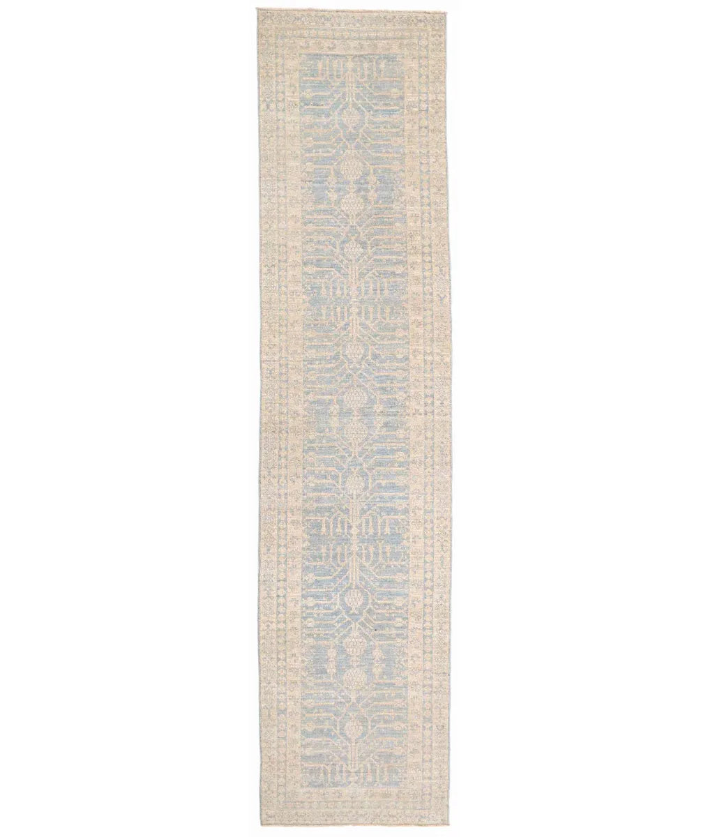 Blue Afghan Khotan Rug 2' 7" x 11' 4" Hand-Knotted | No. AT84695