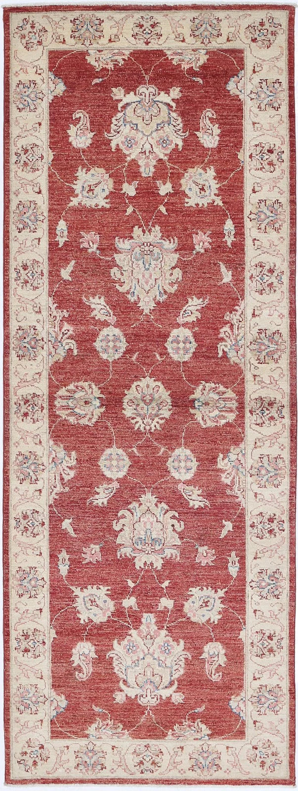 Red Afghan Ziegler Rug 2' 8" x 7' 4" Hand-Knotted | No. AT84781