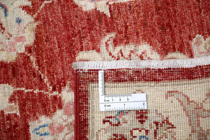 Red Afghan Ziegler Rug 2' 8" x 7' 4" Hand-Knotted | No. AT84781