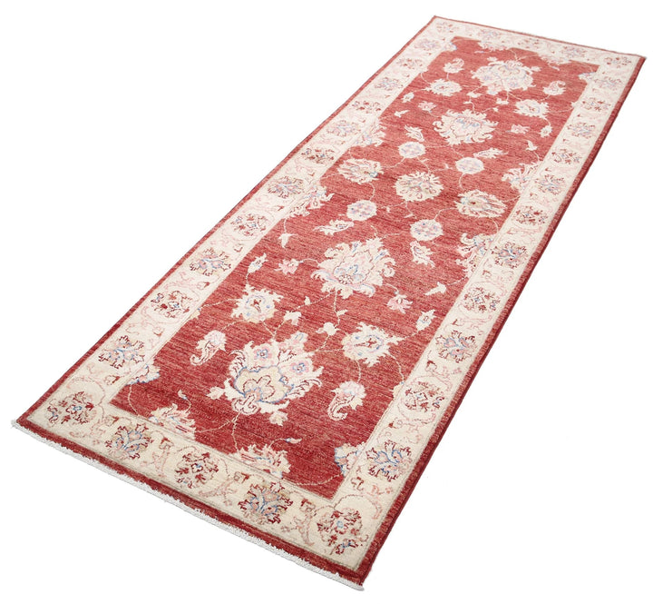 Red Afghan Ziegler Rug 2' 8" x 7' 4" Hand-Knotted | No. AT84781