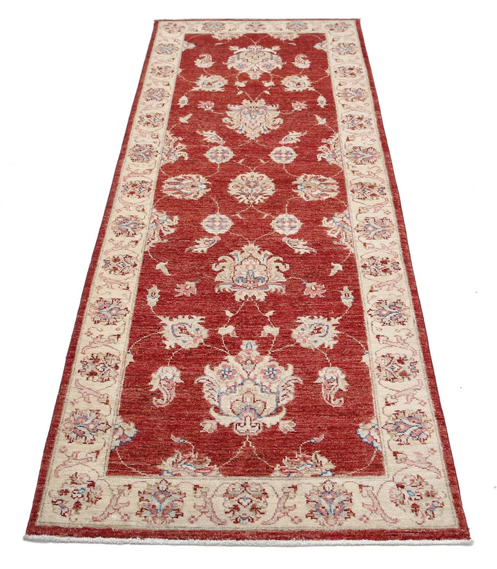 Red Afghan Ziegler Rug 2' 8" x 7' 4" Hand-Knotted | No. AT84781