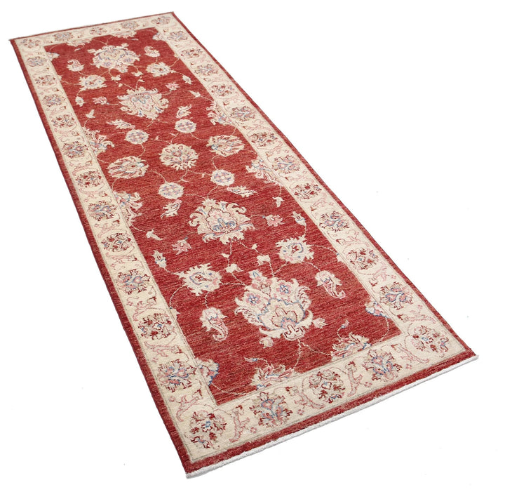 Red Afghan Ziegler Rug 2' 8" x 7' 4" Hand-Knotted | No. AT84781