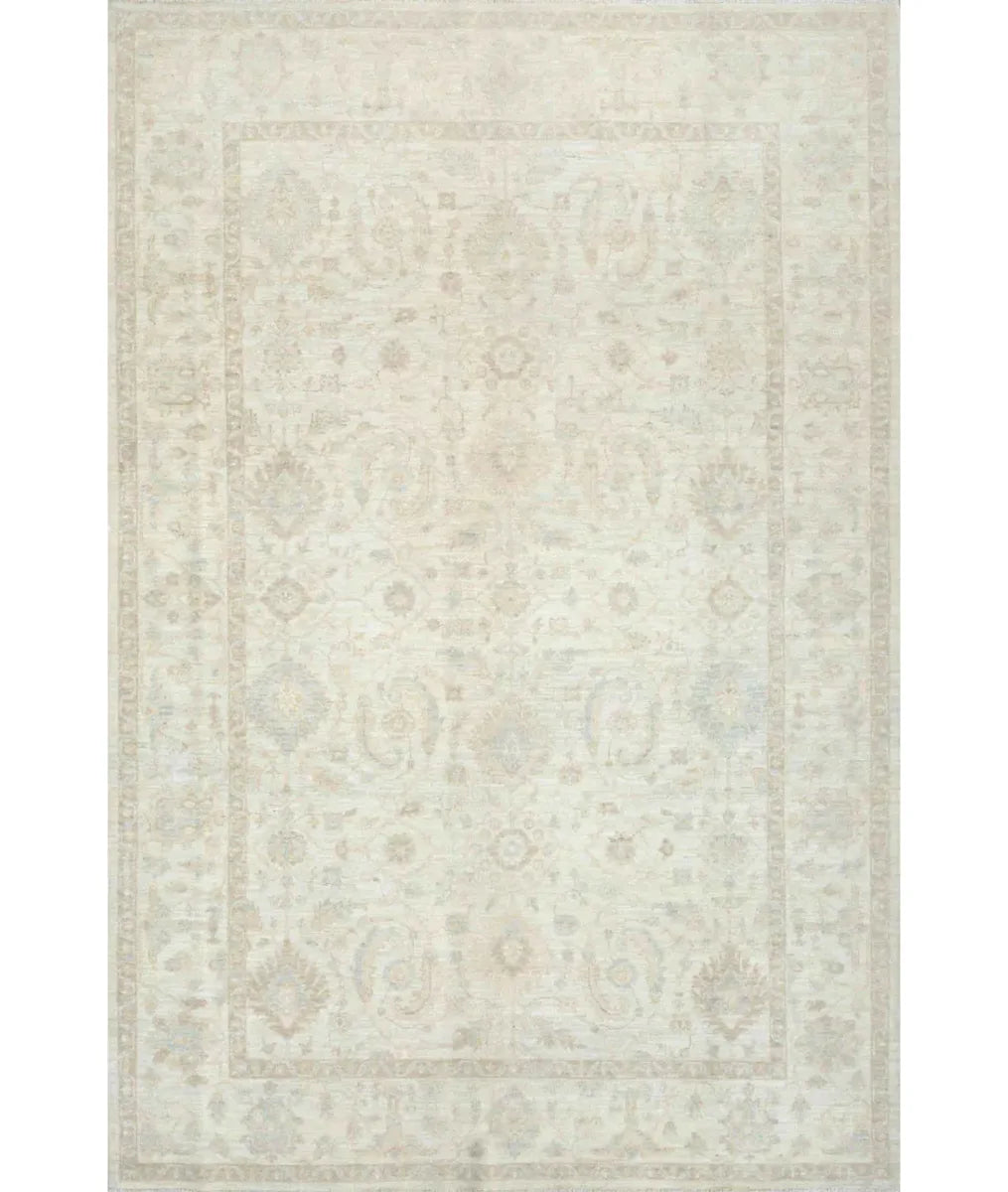 Ivory Afghan Serenity Rug 6' 0" x 9' 0" Hand-Knotted | No. AT848538