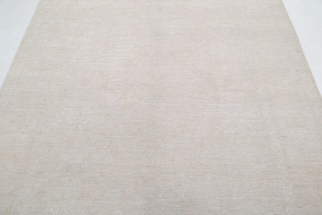 Ivory Afghan Tabriz Rug 5' 11" x 8' 9" Hand-Knotted | No. AT84870