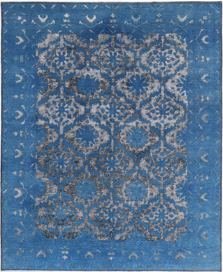 Blue Afghan Oriental Rug 7' 10" x 9' 8" Hand-Knotted | No. AT84939