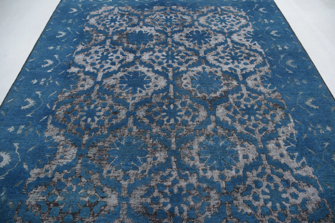 Blue Afghan Oriental Rug 7' 10" x 9' 8" Hand-Knotted | No. AT84939