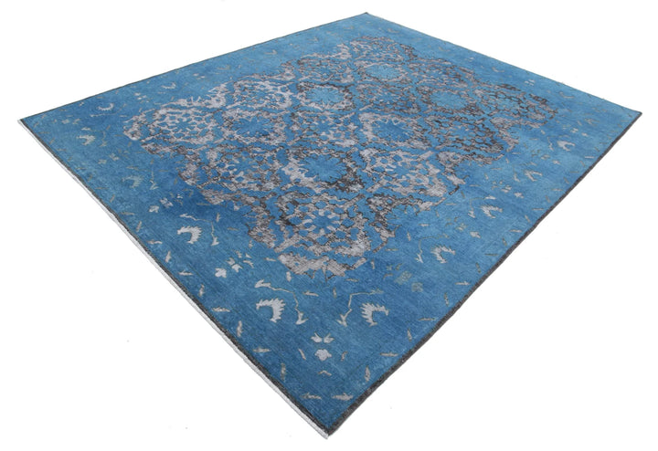Blue Afghan Oriental Rug 7' 10" x 9' 8" Hand-Knotted | No. AT84939