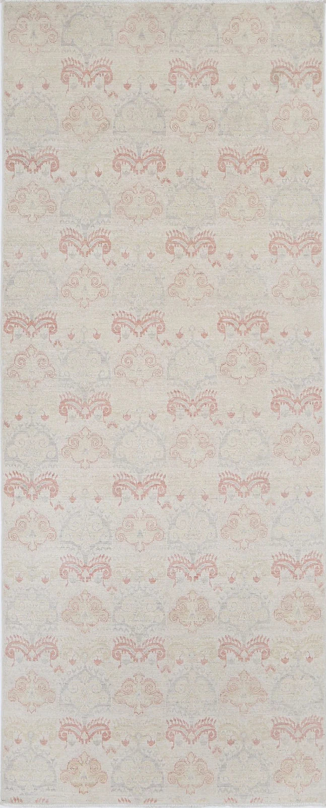 Ivory Afghan Serenity Runner Rug 4' 0" x 10' 2" Hand-Knotted | No. AT85116