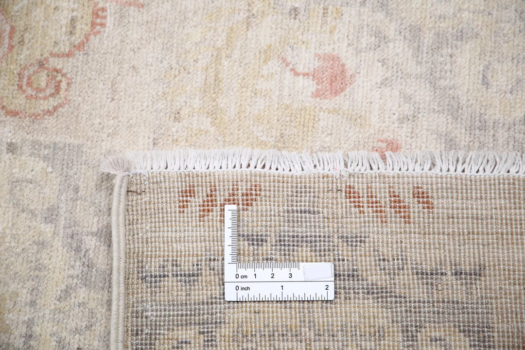 Ivory Afghan Serenity Runner Rug 4' 0" x 10' 2" Hand-Knotted | No. AT85116