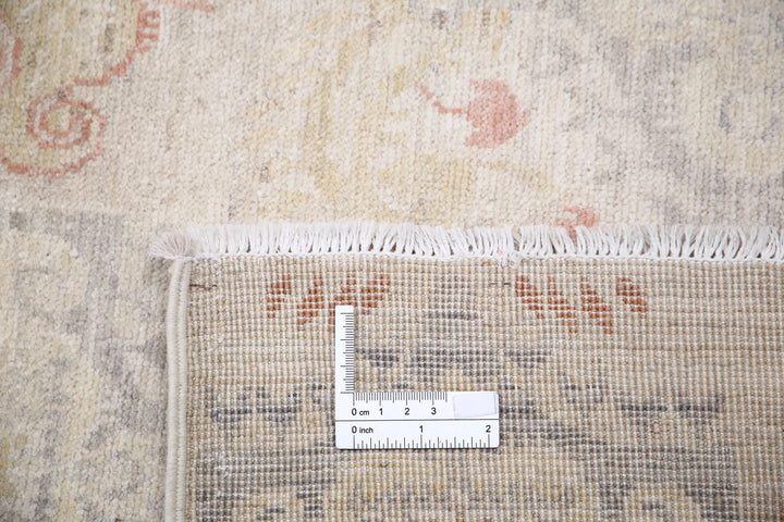 Ivory Afghan Serenity Runner Rug 4' 0" x 10' 2" Hand-Knotted | No. AT85116