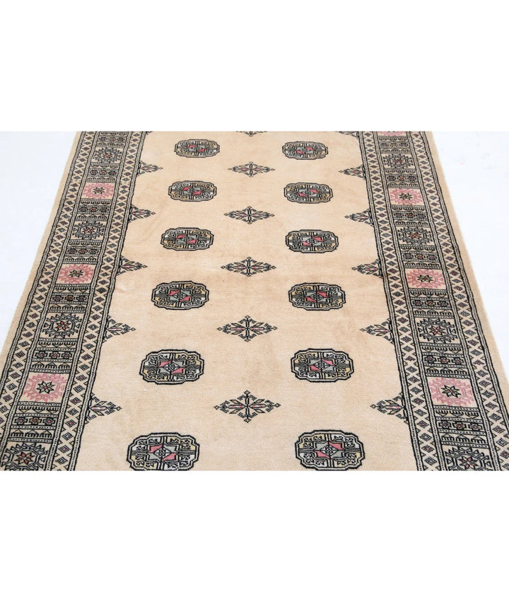 Ivory Pakistani Bokhara Rug 4' 3" x 6' 2" Hand-Knotted | No. AT85148