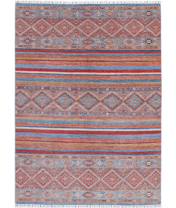 Afghan Khurjeen Rug 6' 8" x 9' 3" Hand-Knotted | No. AT85149