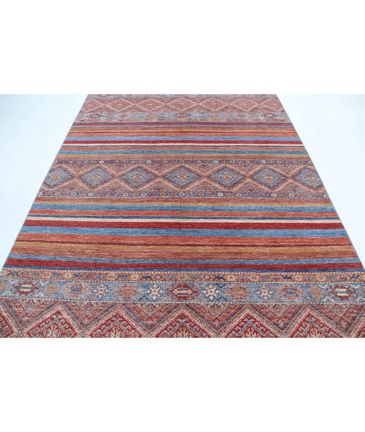Afghan Khurjeen Rug 6' 8" x 9' 3" Hand-Knotted | No. AT85149