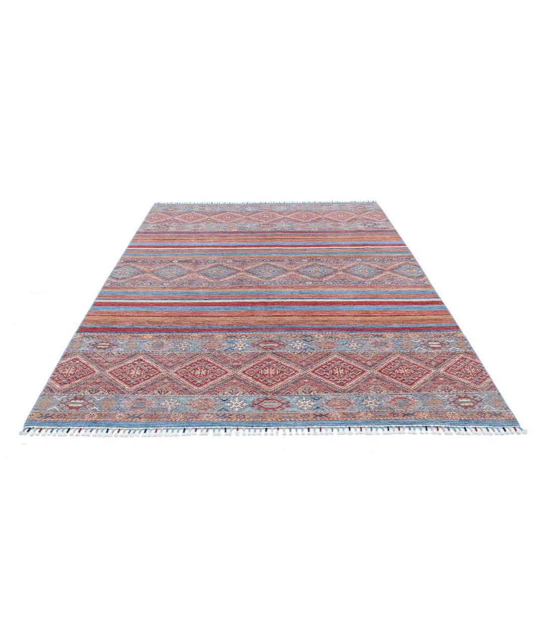 Afghan Khurjeen Rug 6' 8" x 9' 3" Hand-Knotted | No. AT85149