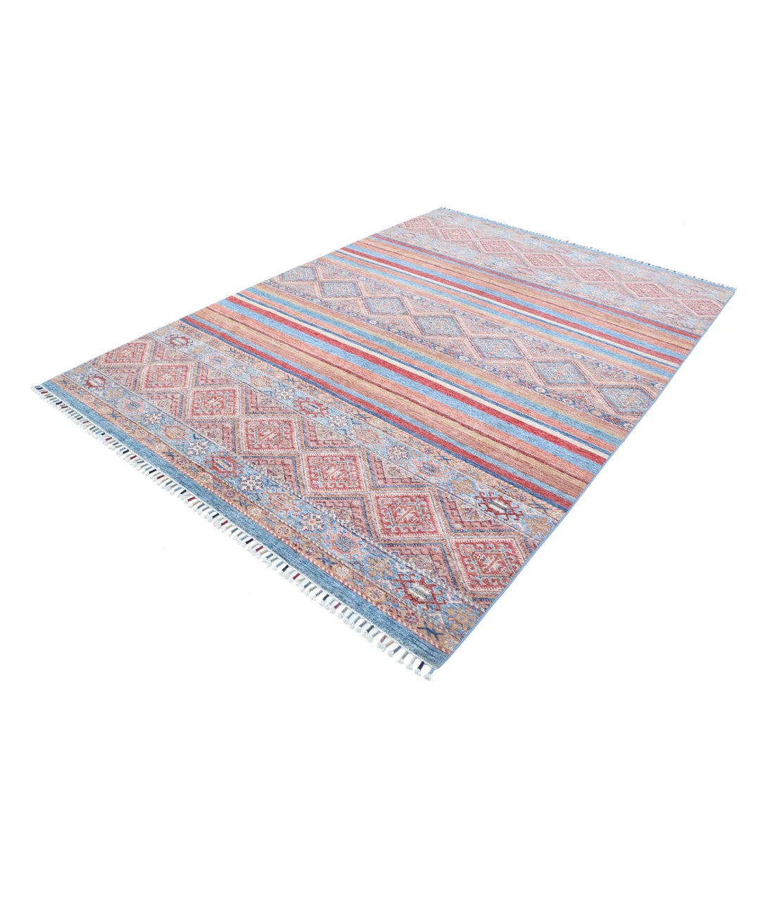 Afghan Khurjeen Rug 6' 8" x 9' 3" Hand-Knotted | No. AT85149