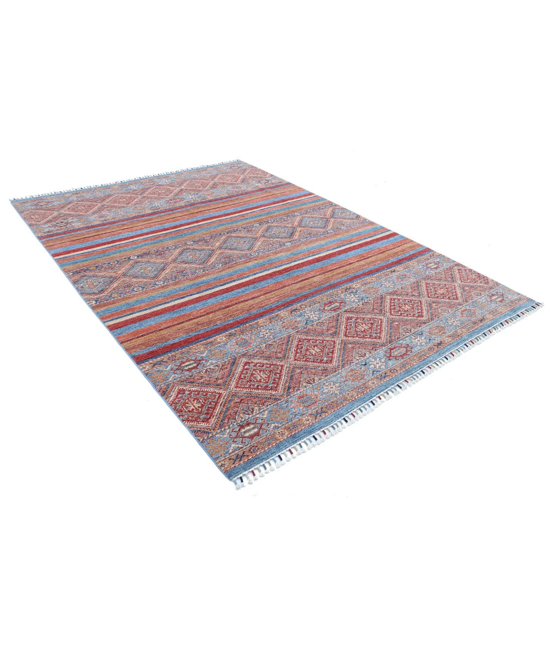 Afghan Khurjeen Rug 6' 8" x 9' 3" Hand-Knotted | No. AT85149