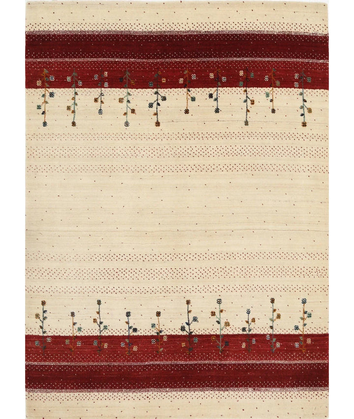 Ivory Indian Lori Rug 4' 8" x 6' 6" Hand-Knotted | No. AT852454