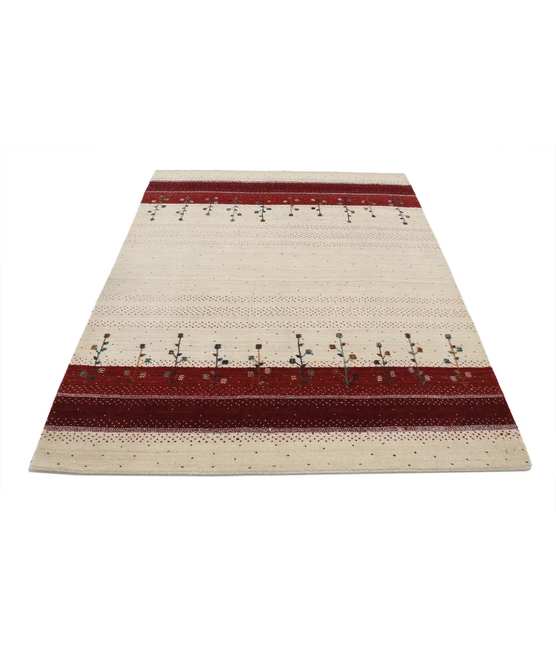 Ivory Indian Lori Rug 4' 8" x 6' 6" Hand-Knotted | No. AT852454
