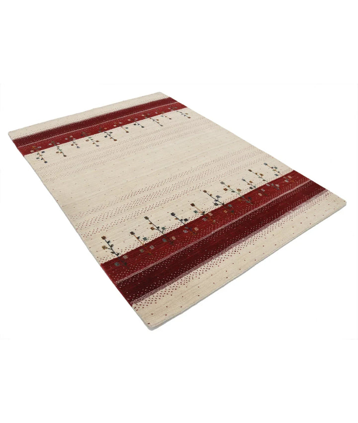 Ivory Indian Lori Rug 4' 8" x 6' 6" Hand-Knotted | No. AT852454