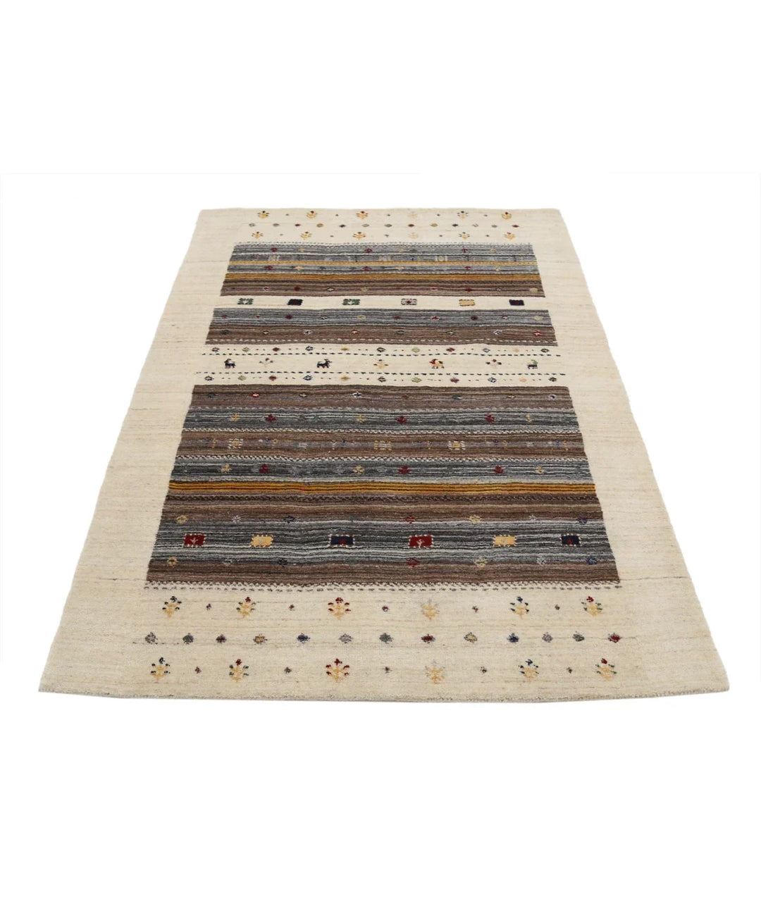 Ivory Indian Lori Rug 3' 11" x 5' 11" Hand-Knotted | No. AT85338