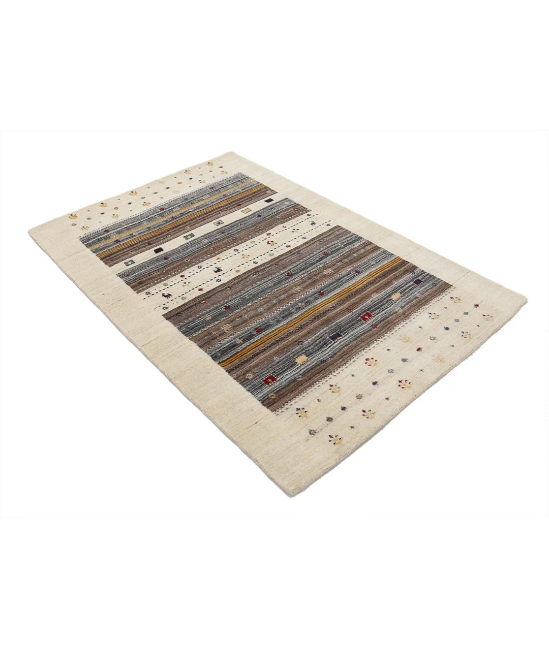Ivory Indian Lori Rug 3' 11" x 5' 11" Hand-Knotted | No. AT85338