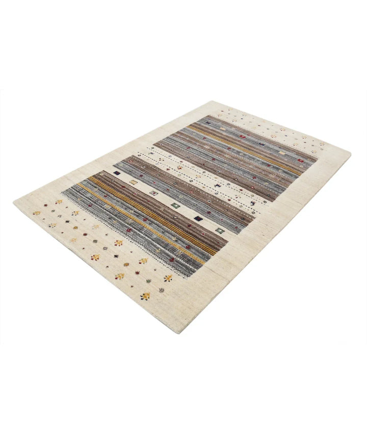 Ivory Indian Lori Rug 3' 11" x 5' 11" Hand-Knotted | No. AT85338