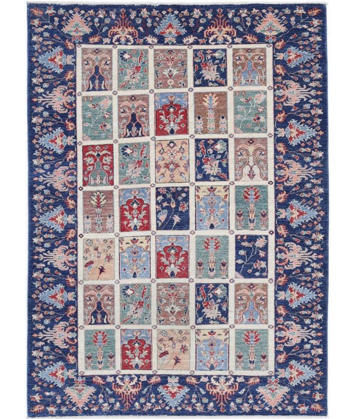 Afghan Bakhtiari Rug 4' 9" x 6' 8" Hand-Knotted | No. AT85344