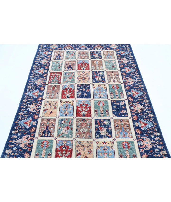 Afghan Bakhtiari Rug 4' 9" x 6' 8" Hand-Knotted | No. AT85344
