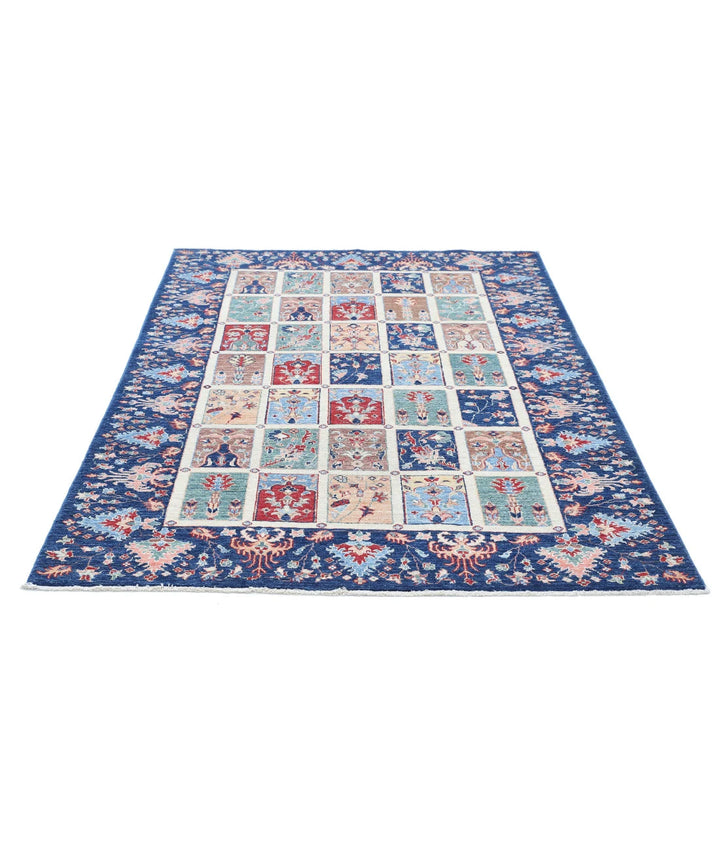 Afghan Bakhtiari Rug 4' 9" x 6' 8" Hand-Knotted | No. AT85344
