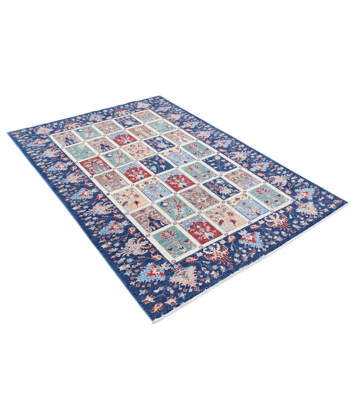 Afghan Bakhtiari Rug 4' 9" x 6' 8" Hand-Knotted | No. AT85344