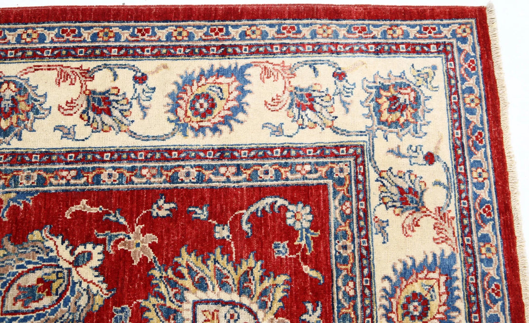 Red Afghan Ziegler Rug 5' 6" x 7' 9" Hand-Knotted | No. AT85400