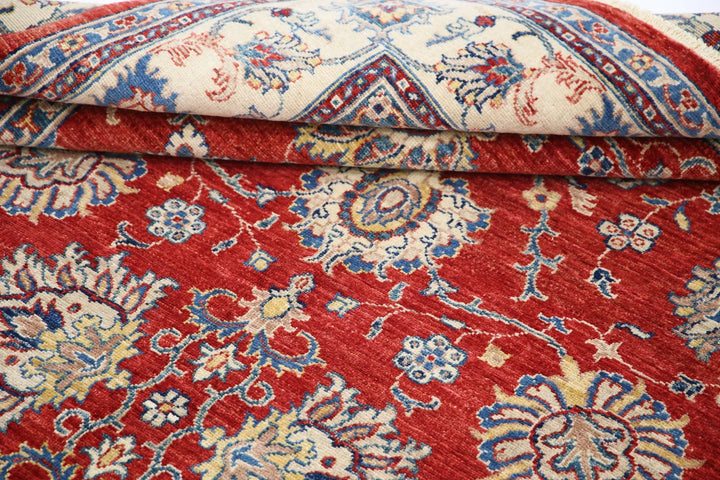 Red Afghan Ziegler Rug 5' 6" x 7' 9" Hand-Knotted | No. AT85400