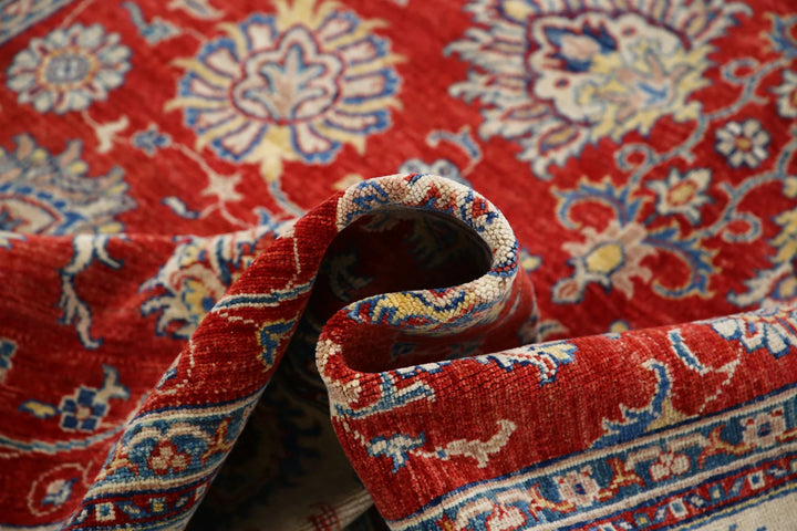 Red Afghan Ziegler Rug 5' 6" x 7' 9" Hand-Knotted | No. AT85400