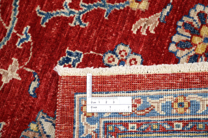 Red Afghan Ziegler Rug 5' 6" x 7' 9" Hand-Knotted | No. AT85400