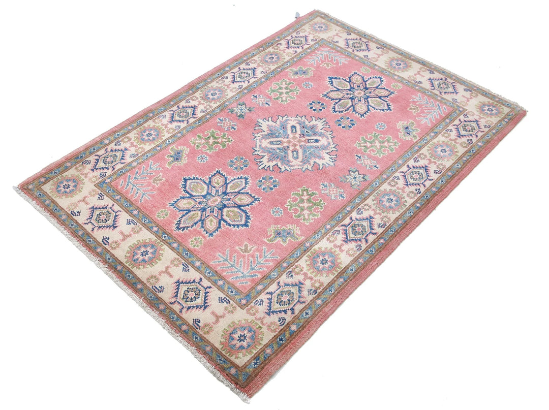 Afghan Tribal Kazak Rug 3' 3" x 4' 9" Hand-Knotted | No. AT85411