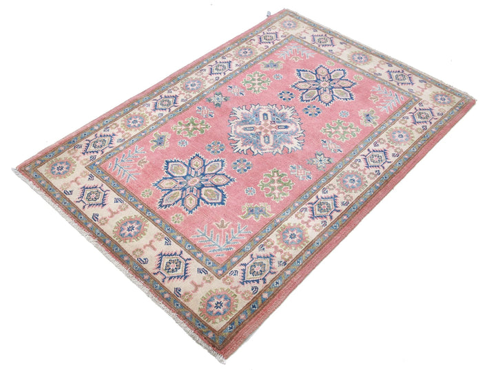 Afghan Tribal Kazak Rug 3' 3" x 4' 9" Hand-Knotted | No. AT85411