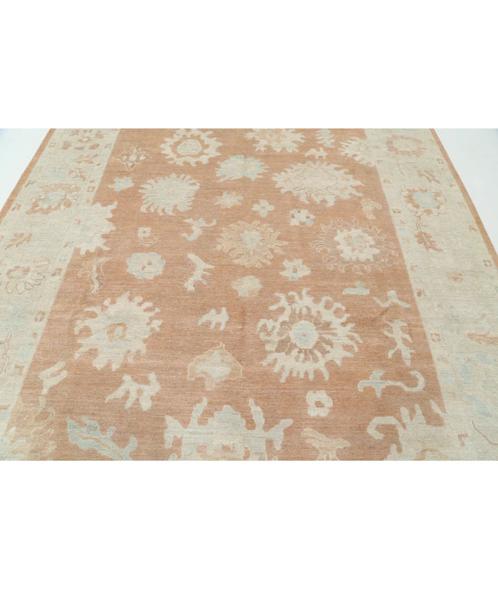 Brown Afghan Oushak Rug 8' 3" x 9' 11" Hand-Knotted | No. AT854657