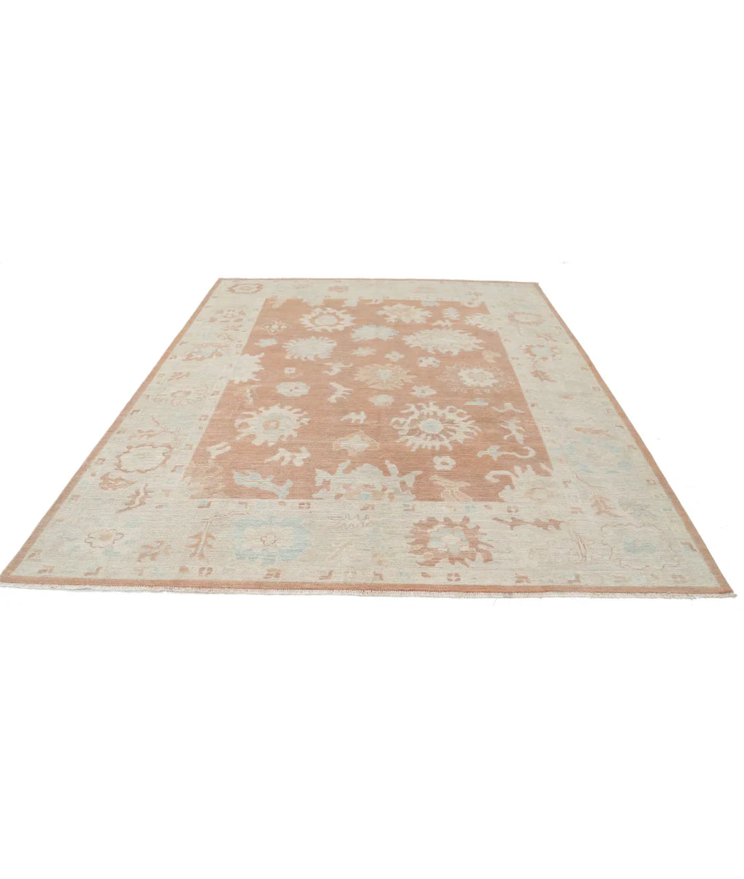 Brown Afghan Oushak Rug 8' 3" x 9' 11" Hand-Knotted | No. AT854657