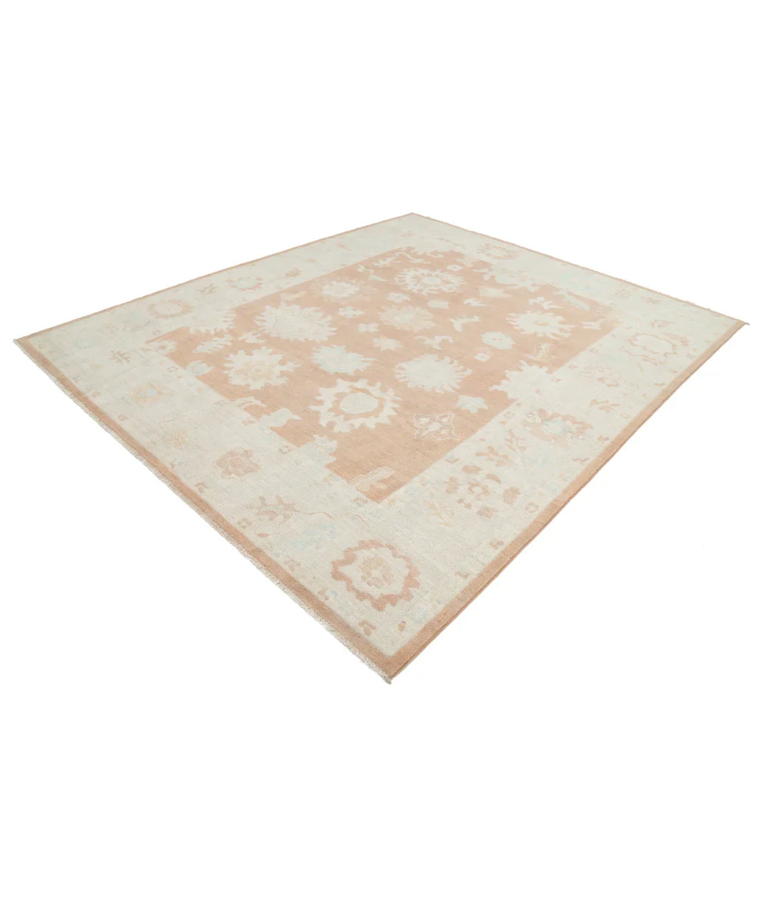 Brown Afghan Oushak Rug 8' 3" x 9' 11" Hand-Knotted | No. AT854657
