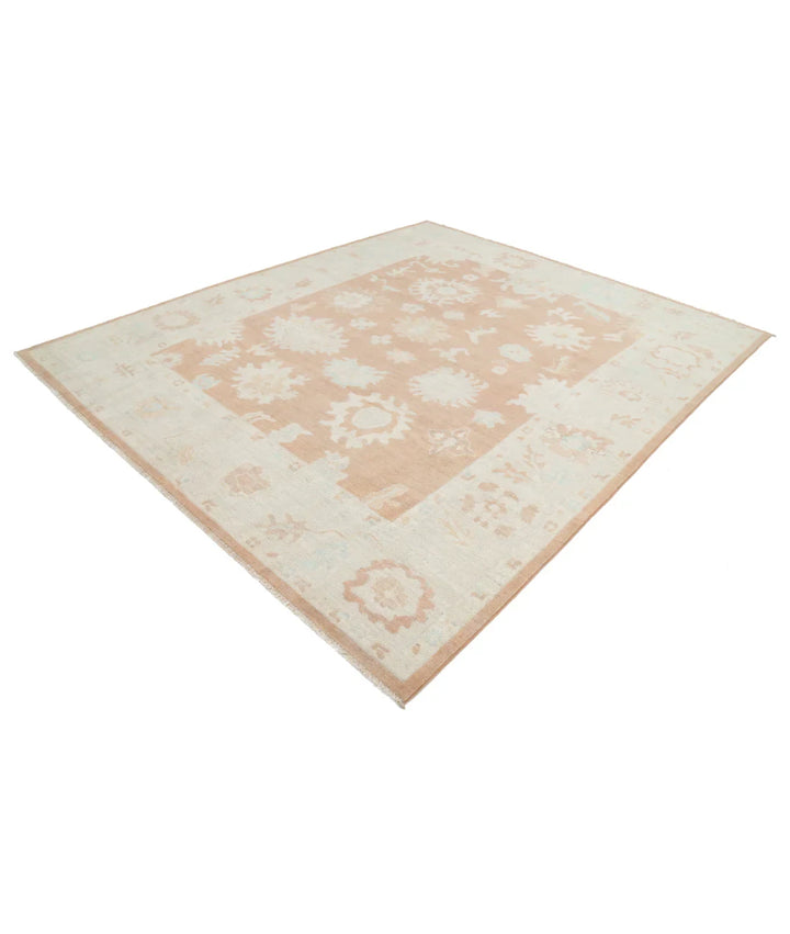 Brown Afghan Oushak Rug 8' 3" x 9' 11" Hand-Knotted | No. AT854657
