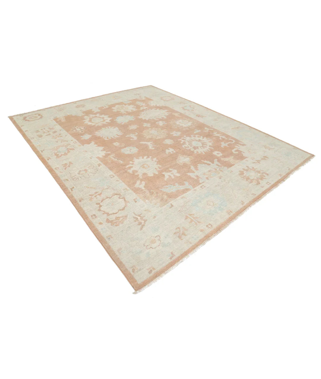 Brown Afghan Oushak Rug 8' 3" x 9' 11" Hand-Knotted | No. AT854657