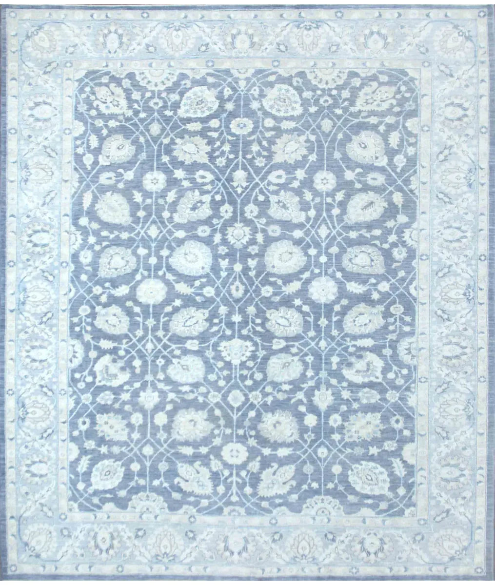 Grey Afghan Serenity Rug 9' 7" x 11' 0" Hand-Knotted | No. AT85491