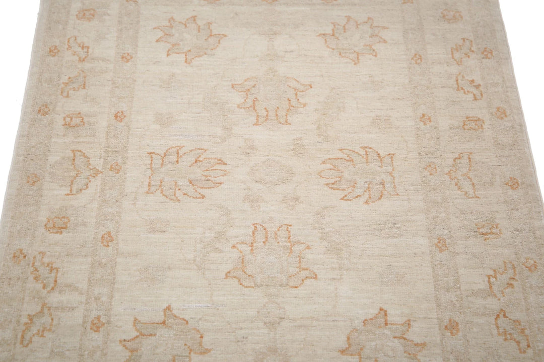 Ivory Afghan Serenity Rug 2' 7" x 3' 10" Hand-Knotted | No. AT85521